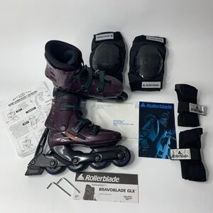 BravoBlade GLX Inline Skates Roller Blades US Size 7 Purple Black + Protectors
